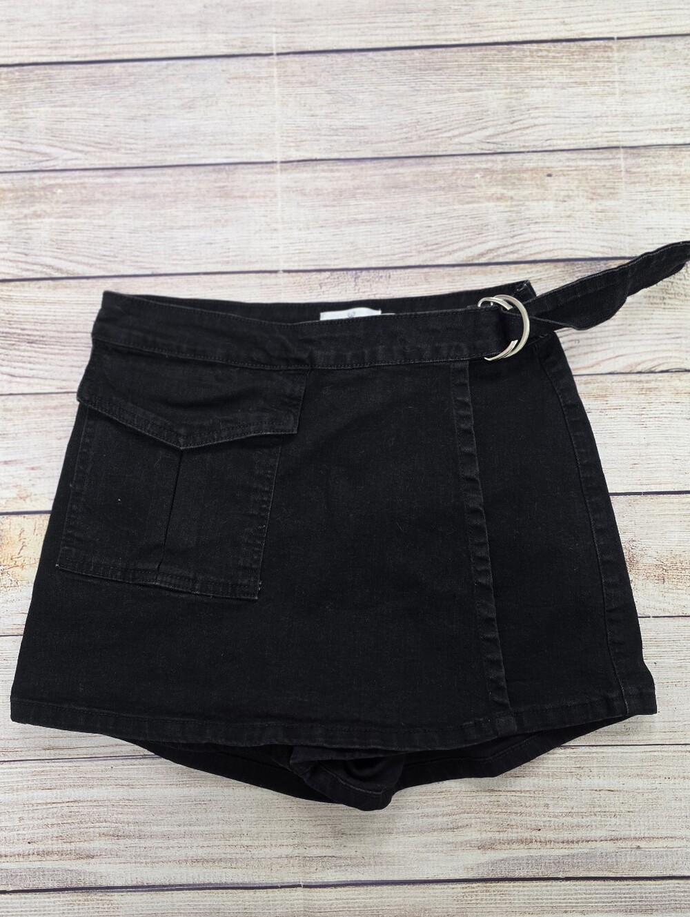 Windsor Black Denim Wrap Skort with Belt Size Small